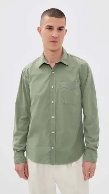 Save Khaki Poplin Standard Button Down Shirt | Thumbnail 2 Save Khaki Poplin Standard Button Down Shirt | Thumbnail 2
