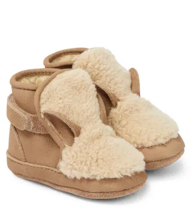 DONSJE Baby Richy teddy-trimmed leather booties | Thumbnail 1