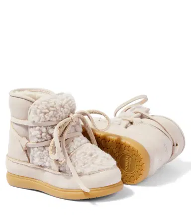 Donsje Baby Ceysa teddy and leather booties | Thumbnail 3