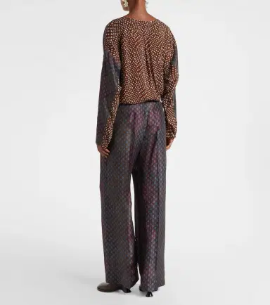 Dries Van Noten Printed silk satin straight pants | Thumbnail 5