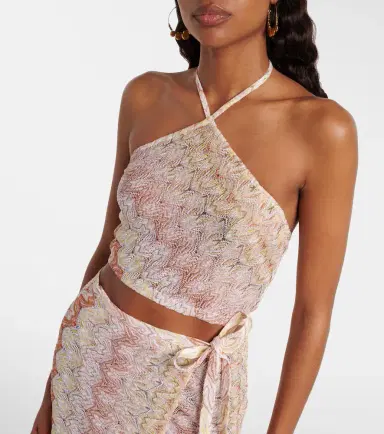 Missoni Zigzag halterneck lamé crop top | Thumbnail 4 Missoni Zigzag halterneck lamé crop top | Thumbnail 4
