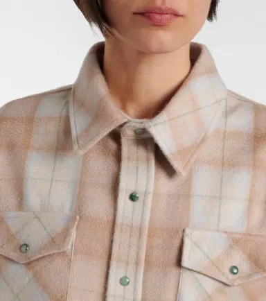 God’s True Cashmere Champagne Tartan cashmere shirt with emerald | Thumbnail 2 God’s True Cashmere Champagne Tartan cashmere shirt with emerald | Thumbnail 2