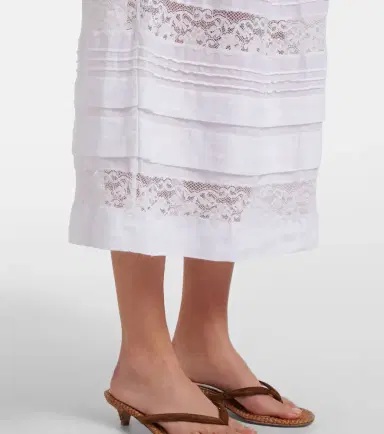 DÔEN Dôen Sidra lace-trimmed ramie midi skirt | Thumbnail 2