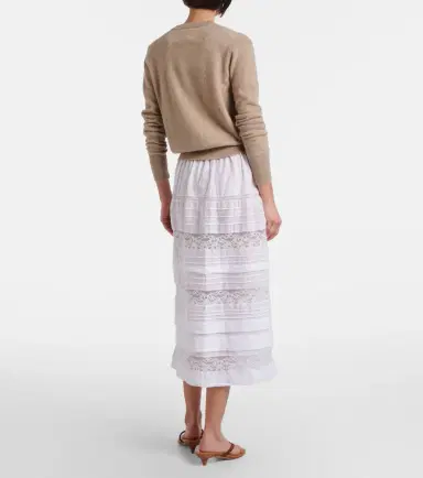 DÔEN Dôen Sidra lace-trimmed ramie midi skirt | Thumbnail 3