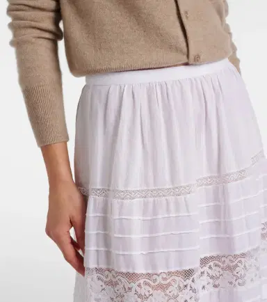 DÔEN Dôen Sidra lace-trimmed ramie midi skirt | Thumbnail 4
