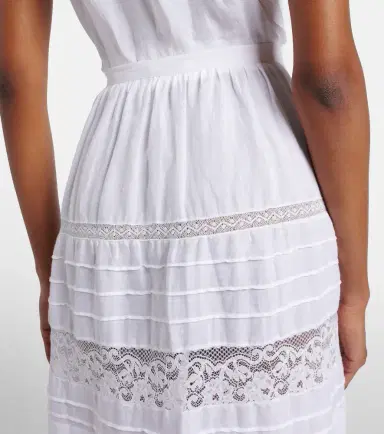 DÔEN Dôen Sidra lace-trimmed ramie midi skirt | Thumbnail 6