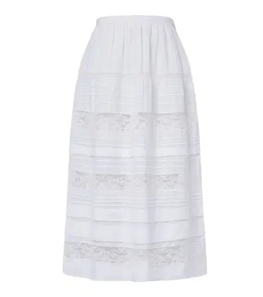 DÔEN Dôen Sidra lace-trimmed ramie midi skirt | Thumbnail 1