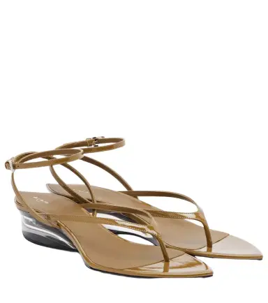 Alaïa Alaïa Invisible patent leather wedge thong sandals | Thumbnail 1 Alaïa Alaïa Invisible patent leather wedge thong sandals | Thumbnail 1