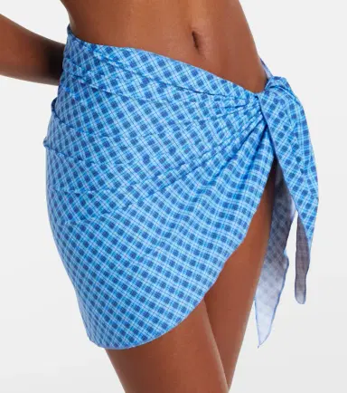 Montce Draped plaid beach cover-up | Thumbnail 2