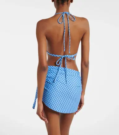 Montce Draped plaid beach cover-up | Thumbnail 4
