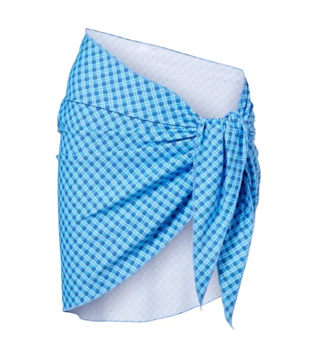 Montce Draped plaid beach cover-up