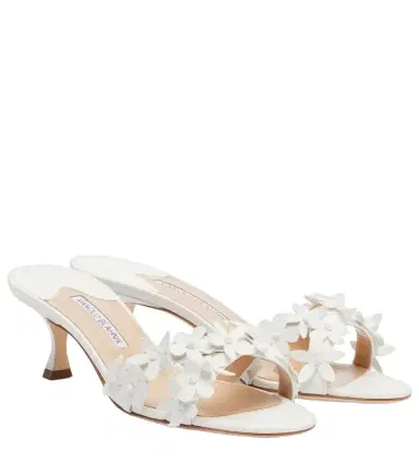 Manolo Blahnik Callistamu floral-appliqué leather mules | Thumbnail 1