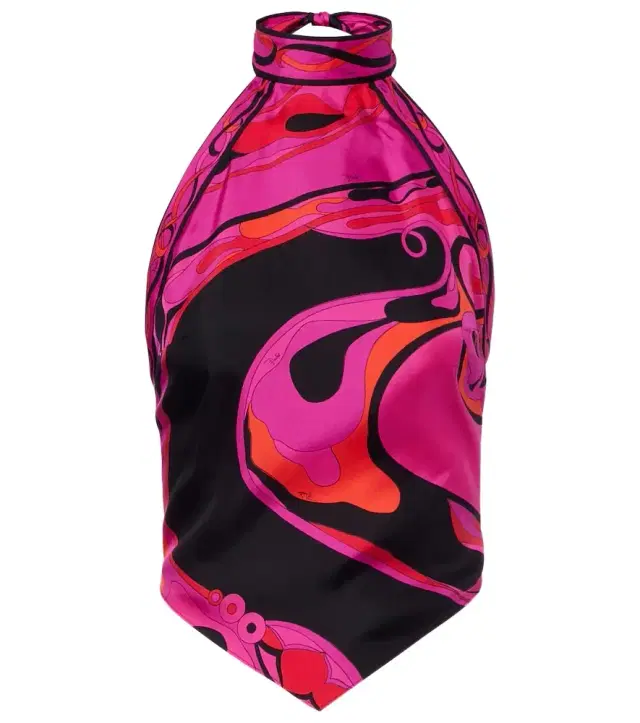 Pucci Orchidee halterneck silk twill top