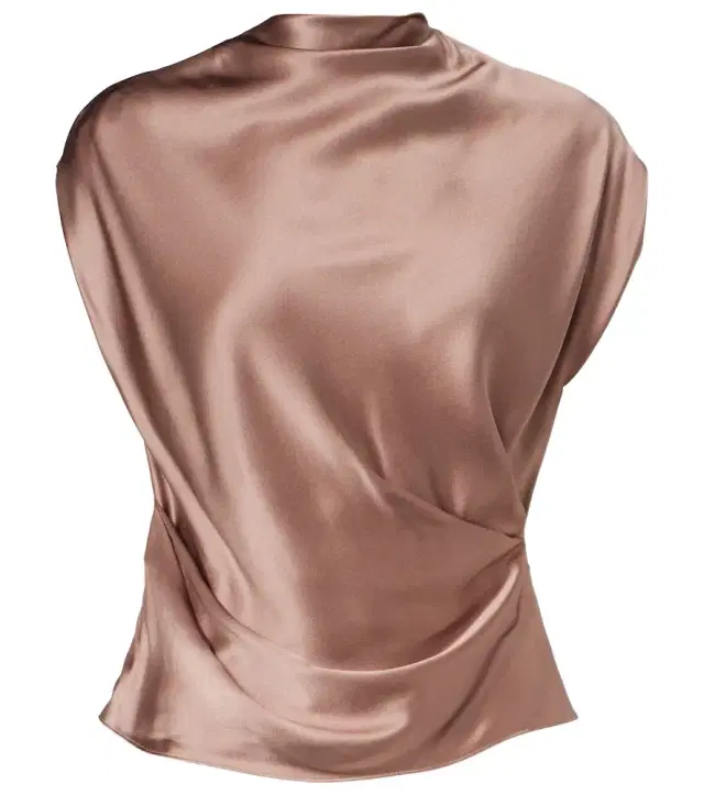 Draped silk satin top