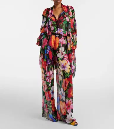 Dolce & Gabbana Floral silk chiffon wide-leg pants | Thumbnail 4