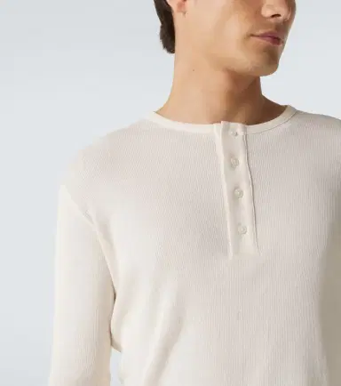 Auralee Ribbed-knit cotton Henley shirt | Thumbnail 4