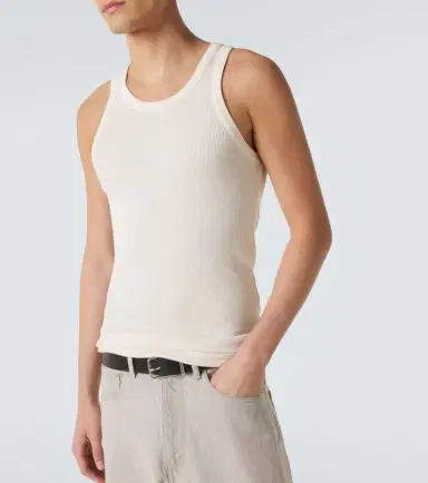 Auralee Ribbed-knit cotton tank top | Thumbnail 5
