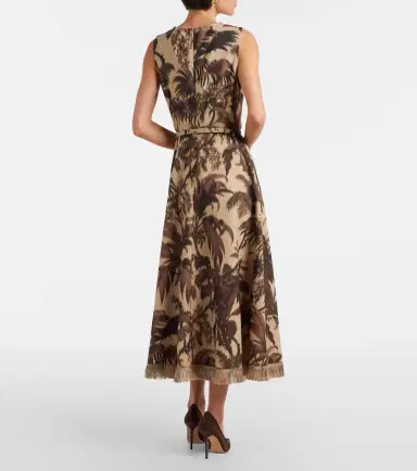 Oscar de la Renta Belted fringed printed midi dress | Thumbnail 3