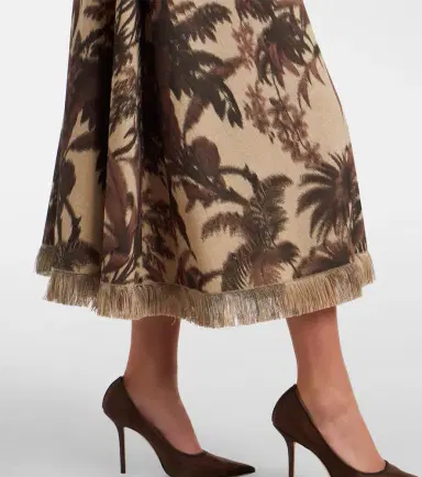 Oscar de la Renta Belted fringed printed midi dress | Thumbnail 4