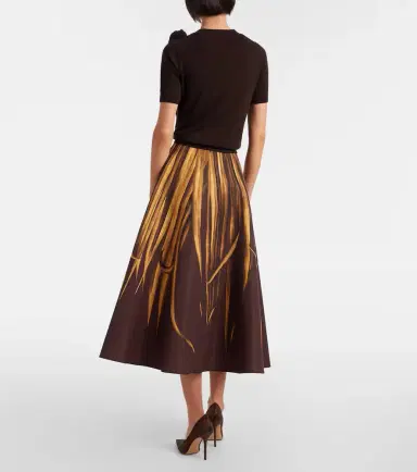Oscar de la Renta Printed faille midi skirt | Thumbnail 2 Oscar de la Renta Printed faille midi skirt | Thumbnail 2