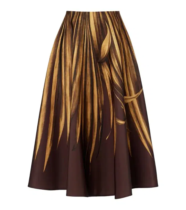 Oscar de la Renta Printed faille midi skirt