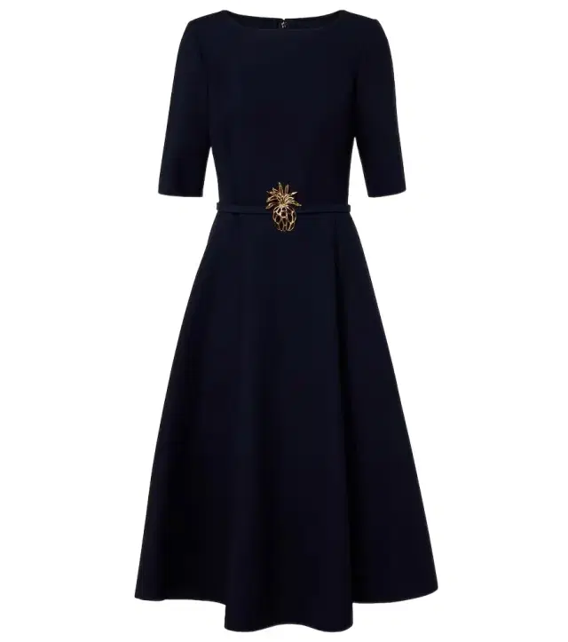 Belted wool-blend midi dress