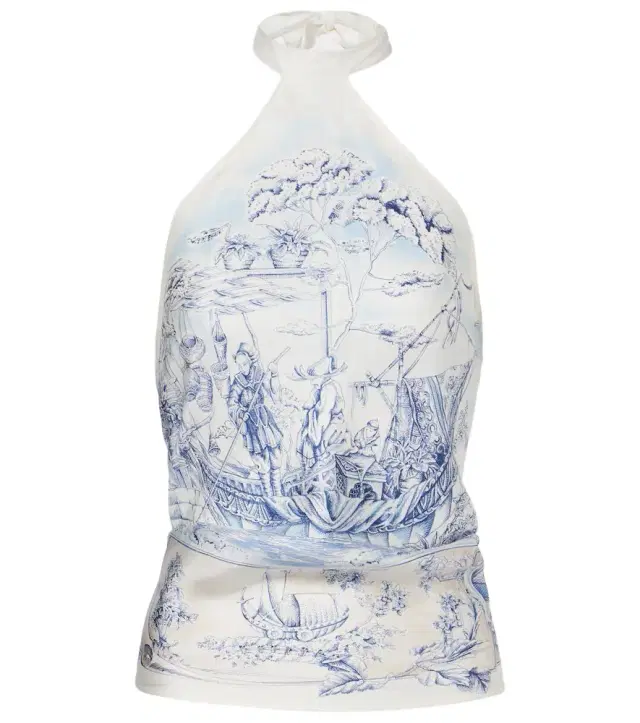 Self-tie silk top