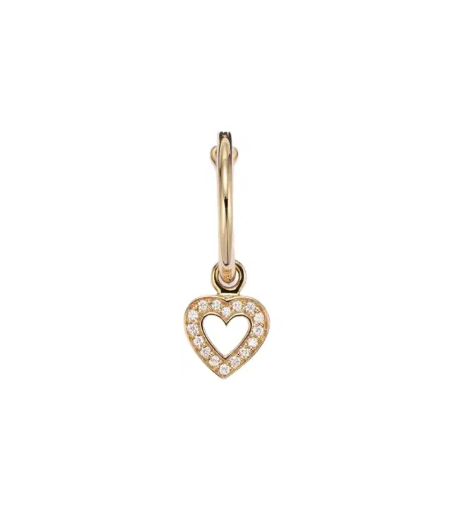 Sophie Bille Brahe Lettre De Mini Caur 18kt gold single hoop earring with diamonds