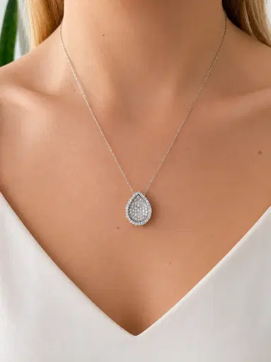 Wish Fine Jewelry 1.35ct Diamond 18K Gold Pave Pendant Chain Necklace | Thumbnail 2