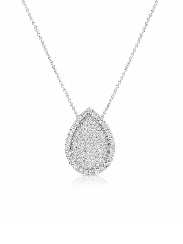 Wish Fine Jewelry 1.35ct Diamond 18K Gold Pave Pendant Chain Necklace