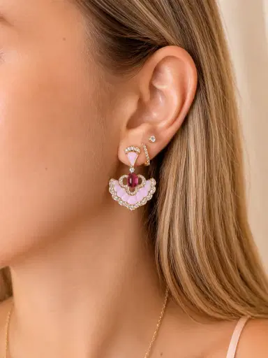 Wish Fine Jewelry 10.87ct Diamond Opal Tourmaline 18K Gold Drop Earrings | Thumbnail 2