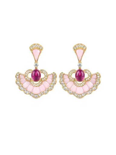 Wish Fine Jewelry 10.87ct Diamond Opal Tourmaline 18K Gold Drop Earrings | Thumbnail 1