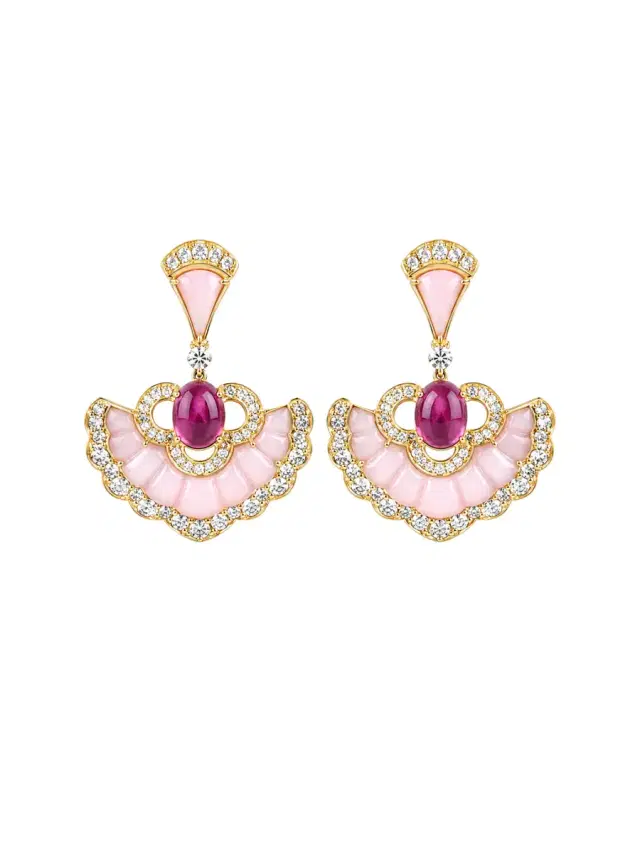 Wish Fine Jewelry 10.87ct Diamond Opal Tourmaline 18K Gold Drop Earrings