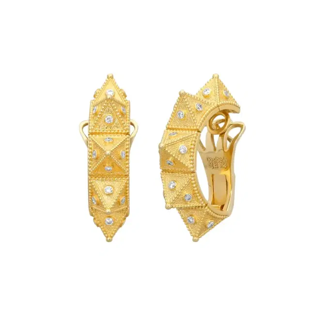 Cosibelli and Company Cosibelli Queen 18K Yellow Gold Classic Geometric Diamond Clip Earrings by The Solist
