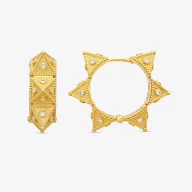 Cosibelli and Company Cosibelli Queen 18K Yellow Gold Classic Geometric Diamond Hoop Earrings by The Solist | Thumbnail 3