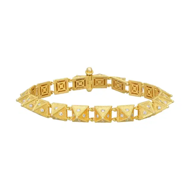 Cosibelli and Company Cosibelli Queen 18K Yellow Gold Classic Geometric Diamond Link Bracelet by The Solist