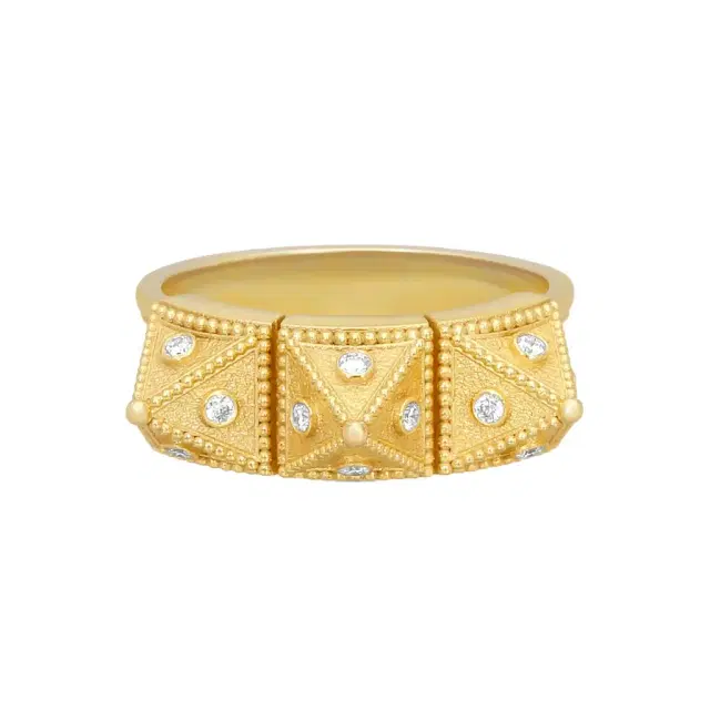 Cosibelli and Company Cosibelli Queen 18K Yellow Gold Classic Geometric Diamond Ring Sz. 8 by The Solist