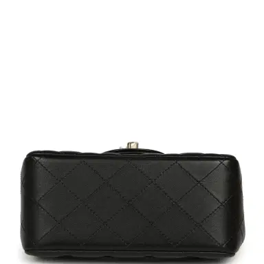 Chanel Chanel Mini Classic Square Flap Bag Black Lambskin Light Gold Hardware | Thumbnail 6