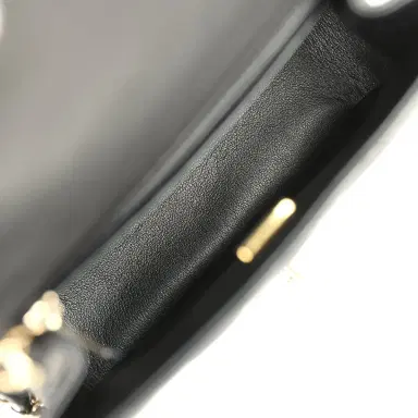 Chanel Chanel Mini Classic Square Flap Bag Black Lambskin Light Gold Hardware | Thumbnail 8