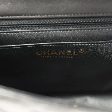 Chanel Chanel Mini Classic Square Flap Bag Black Lambskin Light Gold Hardware | Thumbnail 9