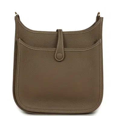 HERMÈS Hermes Evelyne 23 Etoupe Clemence Gold Hardware | Thumbnail 4 HERMÈS Hermes Evelyne 23 Etoupe Clemence Gold Hardware | Thumbnail 4