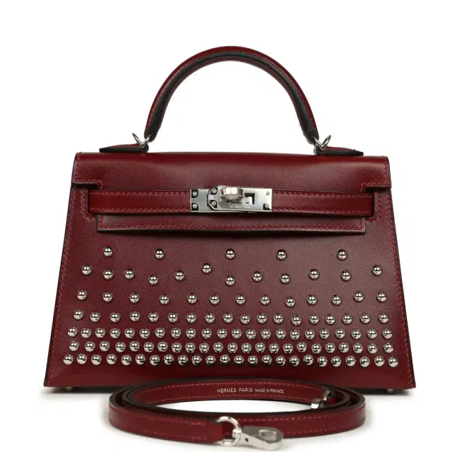 hermes Hermes Kelly Sellier 20 Clouté Rouge H Box Palladium Hardware