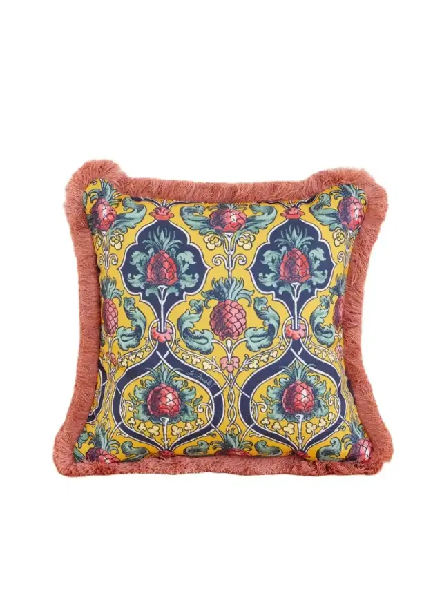 La DoubleJ Floral-printed Fringed-trimmed Cushion