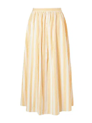 Rosie Assoulin Easy Does It Pleated Striped Cotton-poplin Midi Skirt | Thumbnail 1 Rosie Assoulin Easy Does It Pleated Striped Cotton-poplin Midi Skirt | Thumbnail 1