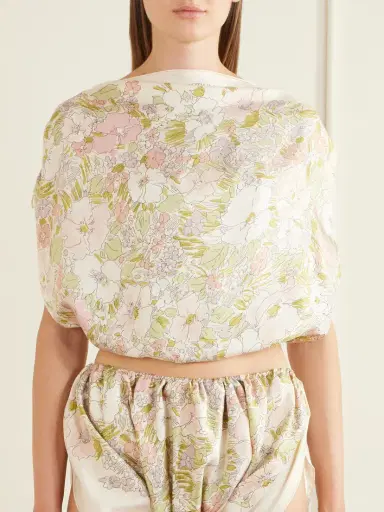 Calvin Klein Collection Floral-print Silk Cropped Tank | Thumbnail 3 Calvin Klein Collection Floral-print Silk Cropped Tank | Thumbnail 3