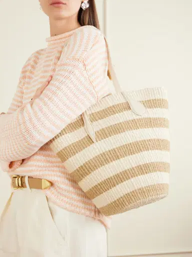 Liffner Striped Leather-trimmed Raffia Tote Bag | Thumbnail 2 Liffner Striped Leather-trimmed Raffia Tote Bag | Thumbnail 2