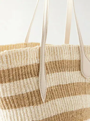 Liffner Striped Leather-trimmed Raffia Tote Bag | Thumbnail 5 Liffner Striped Leather-trimmed Raffia Tote Bag | Thumbnail 5