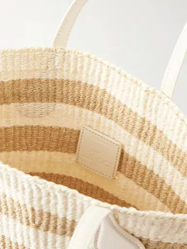 Liffner Striped Leather-trimmed Raffia Tote Bag | Thumbnail 6 Liffner Striped Leather-trimmed Raffia Tote Bag | Thumbnail 6