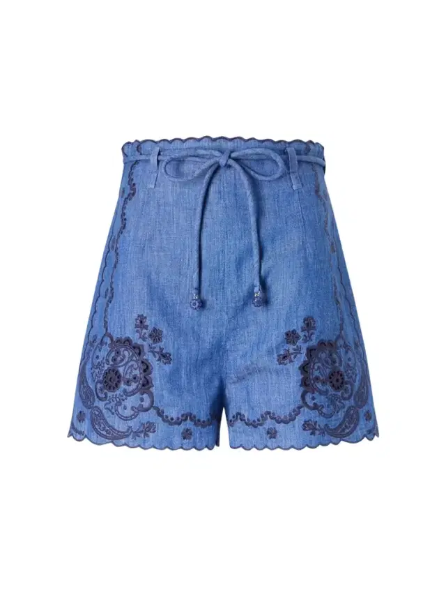 Aster Scalloped Embroidered Denim Shorts Aster Scalloped Embroidered Denim Shorts
