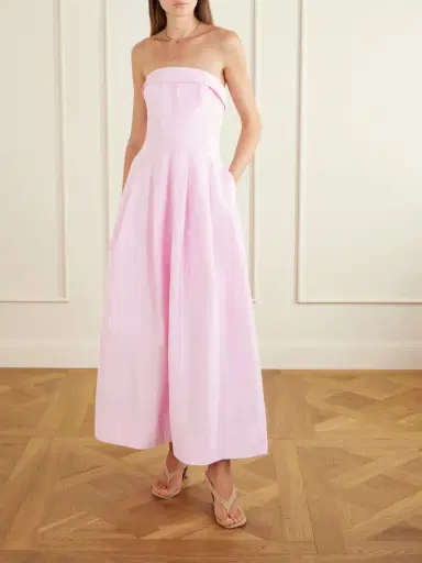 Simkhai Avril Strapless Pleated Cotton-blend Gown | Thumbnail 2 Simkhai Avril Strapless Pleated Cotton-blend Gown | Thumbnail 2